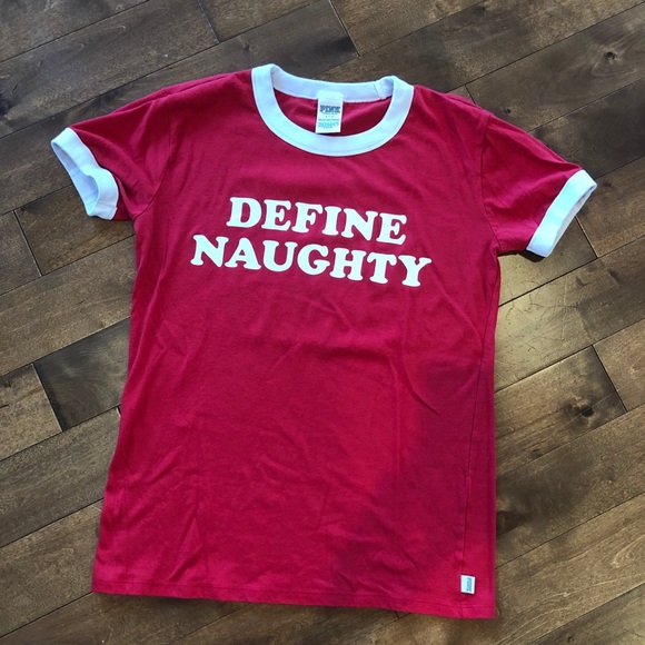 Like New Define Naughty Christmas VS PINK tee - Picture 1 of 3